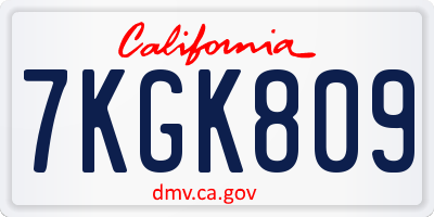 CA license plate 7KGK809