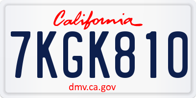CA license plate 7KGK810
