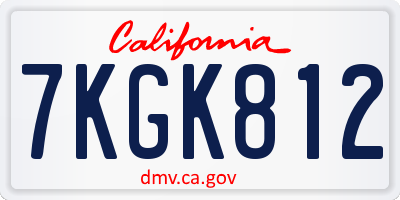 CA license plate 7KGK812