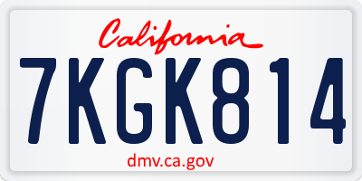 CA license plate 7KGK814