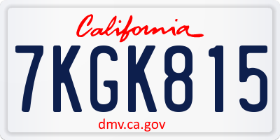 CA license plate 7KGK815