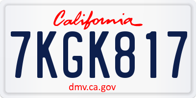 CA license plate 7KGK817