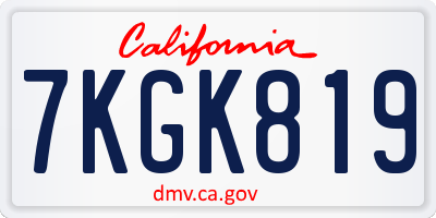 CA license plate 7KGK819