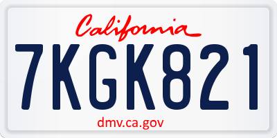 CA license plate 7KGK821