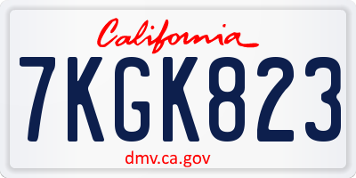 CA license plate 7KGK823