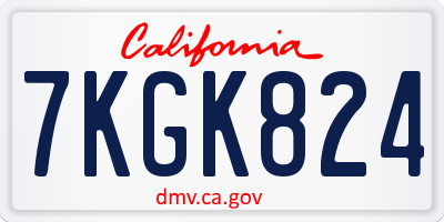 CA license plate 7KGK824