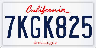 CA license plate 7KGK825