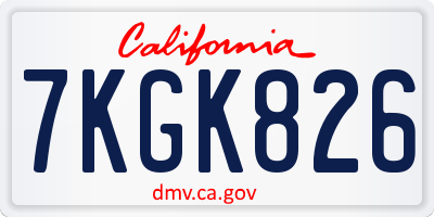CA license plate 7KGK826