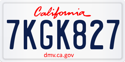 CA license plate 7KGK827