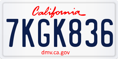 CA license plate 7KGK836