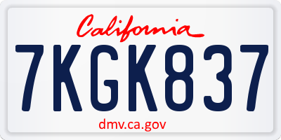 CA license plate 7KGK837