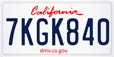 CA license plate 7KGK840