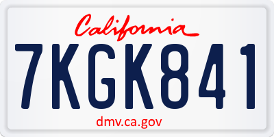 CA license plate 7KGK841