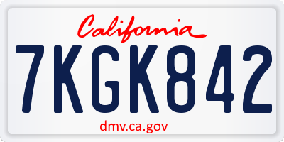 CA license plate 7KGK842