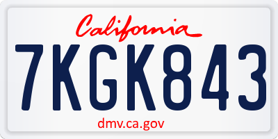 CA license plate 7KGK843