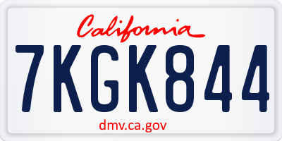 CA license plate 7KGK844