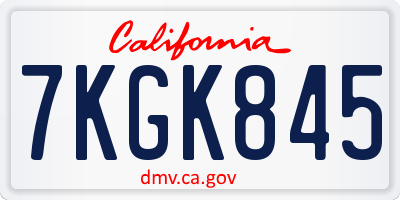 CA license plate 7KGK845