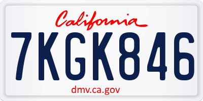 CA license plate 7KGK846