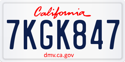 CA license plate 7KGK847