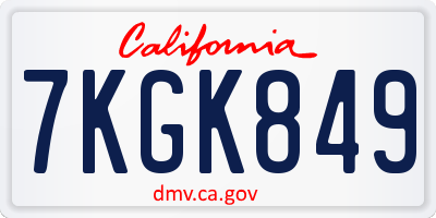 CA license plate 7KGK849