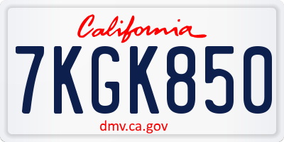 CA license plate 7KGK850