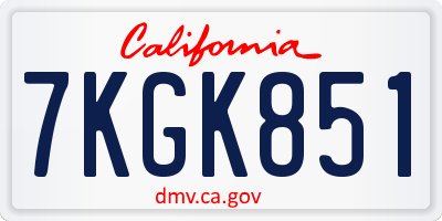 CA license plate 7KGK851