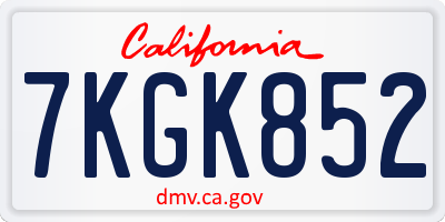 CA license plate 7KGK852