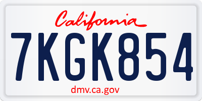 CA license plate 7KGK854