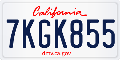 CA license plate 7KGK855
