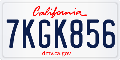 CA license plate 7KGK856