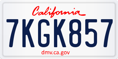 CA license plate 7KGK857
