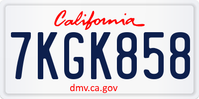 CA license plate 7KGK858