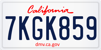 CA license plate 7KGK859