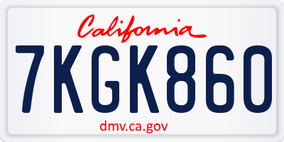 CA license plate 7KGK860
