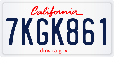 CA license plate 7KGK861