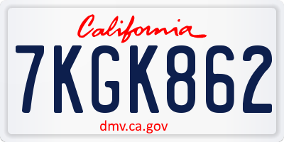 CA license plate 7KGK862