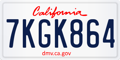 CA license plate 7KGK864