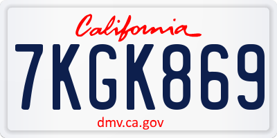 CA license plate 7KGK869