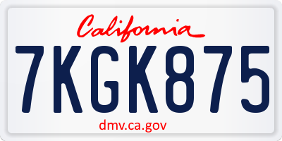 CA license plate 7KGK875