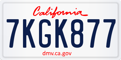 CA license plate 7KGK877