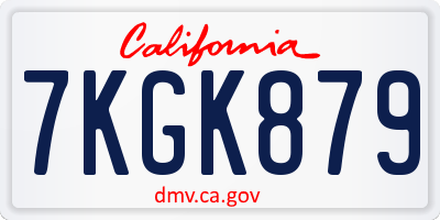 CA license plate 7KGK879