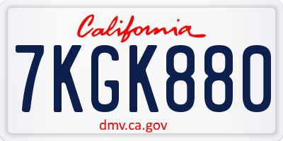 CA license plate 7KGK880