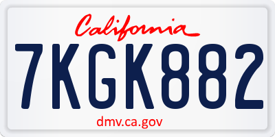 CA license plate 7KGK882