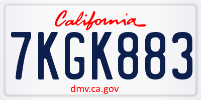 CA license plate 7KGK883