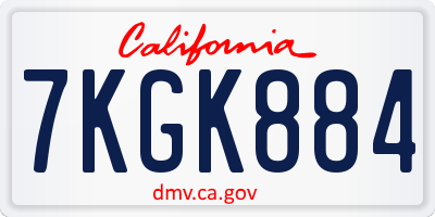 CA license plate 7KGK884