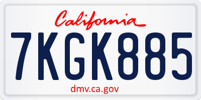 CA license plate 7KGK885