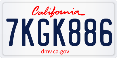 CA license plate 7KGK886