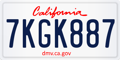 CA license plate 7KGK887