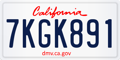 CA license plate 7KGK891