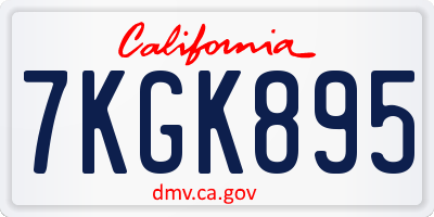 CA license plate 7KGK895